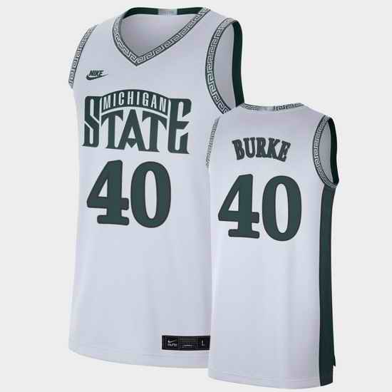 Men Michigan State Spartans Braden Burke Retro Limited White College Baketball Jersey